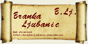 Branka Ljubanić vizit kartica